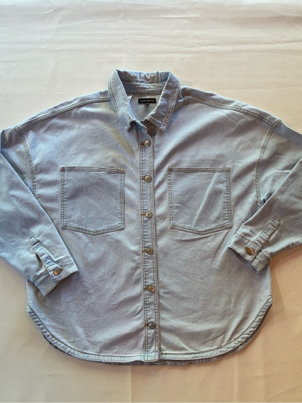Silver Jeans Co. Light Wash Organic Denim Shirt Jacket Plus 1X XL